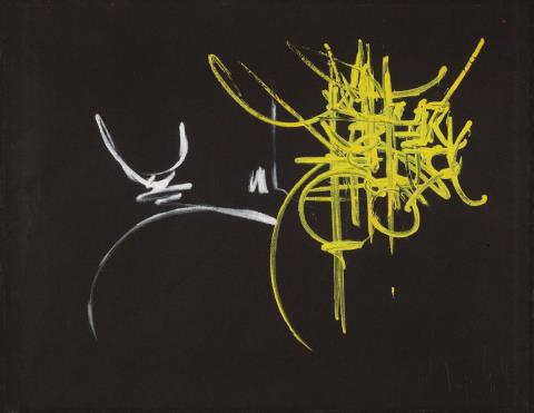Georges Mathieu - Ohne Titel (Weiß-gelbe Komposition)