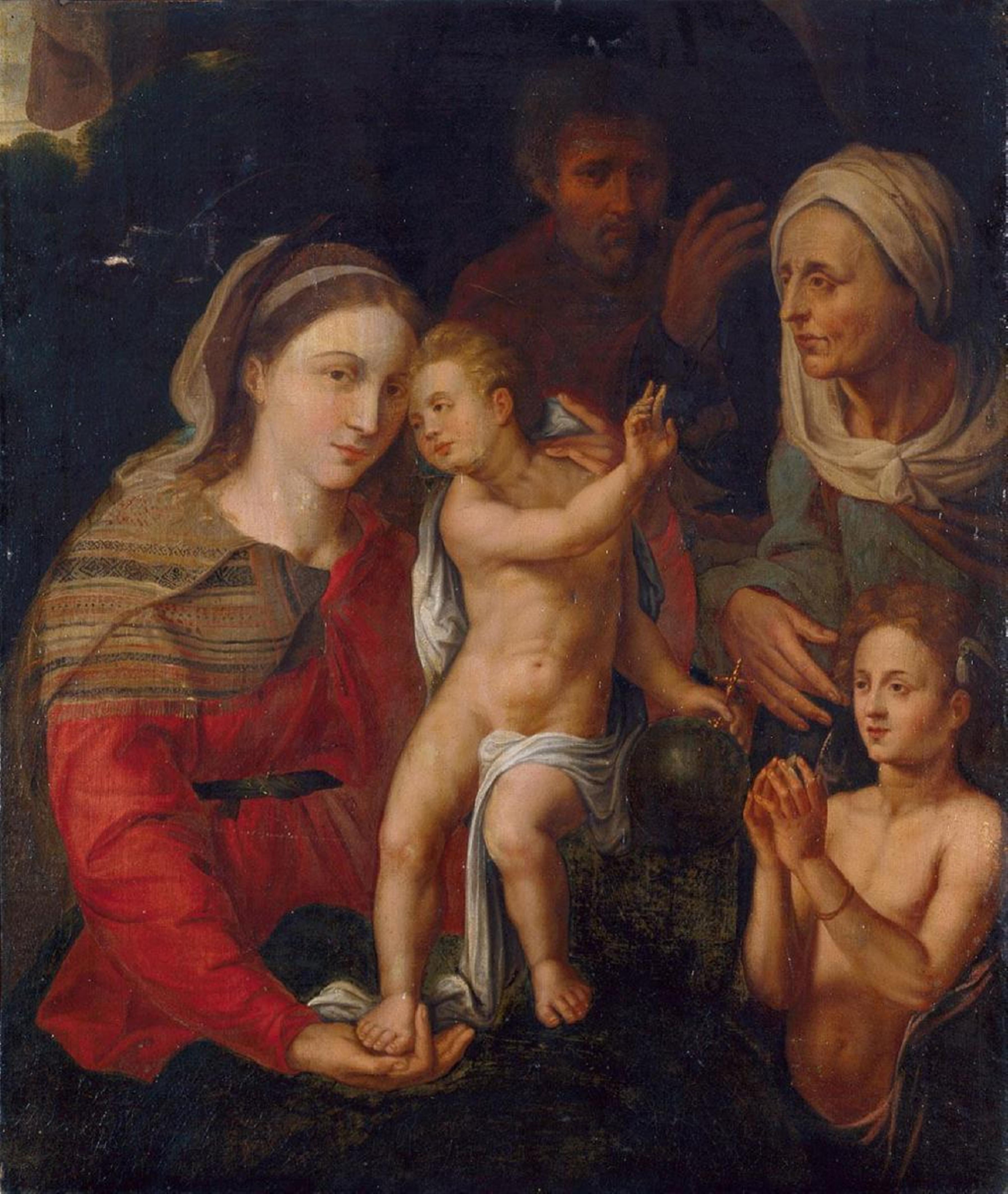 Giovanni Battista di Jacopo di Guasparre, gen. Rosso Fiorentino, Nachfolge - DIE HEILIGE FAMILIE MIT DER HEILIGEN ELISABETH UND DEM JOHANNESKNABEN.