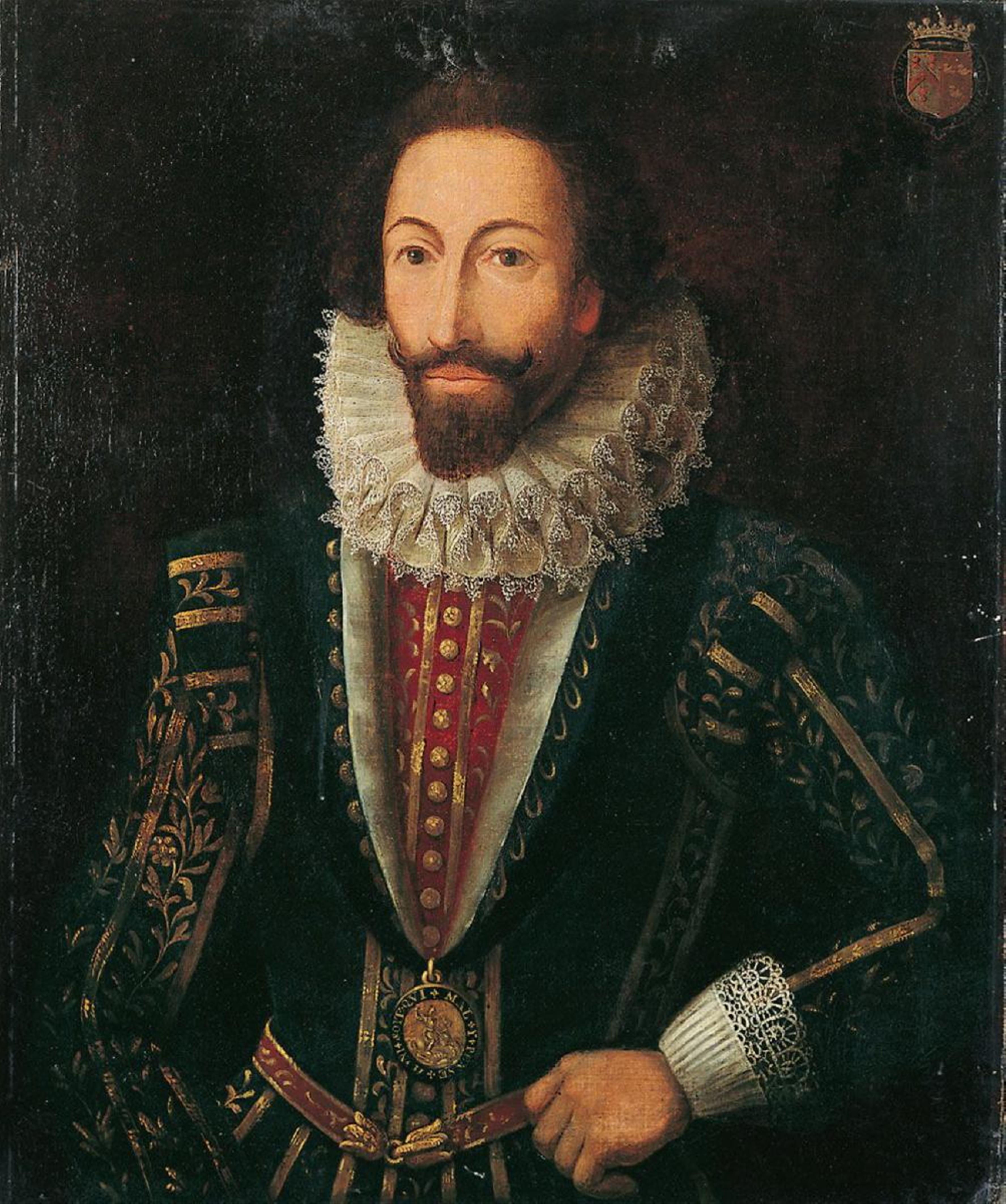Englischer Meister - BILDNIS DES EDMUND SHEFFIELD, 1st EARL OF MULGRAVE (1565-1646), MIT DER KETTE DES HOSENBANDORDENS.