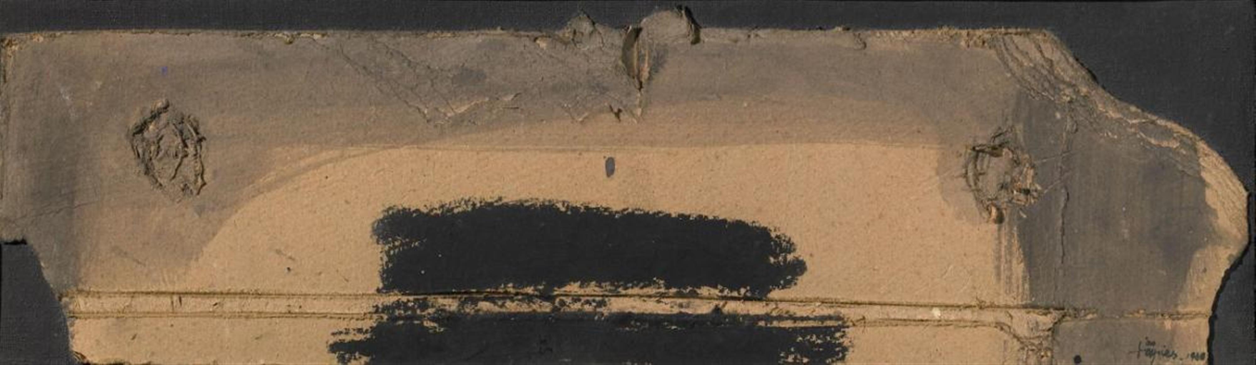 Antoni Tàpies - Fragment of Cardboard with Two Black Fringes - image-1