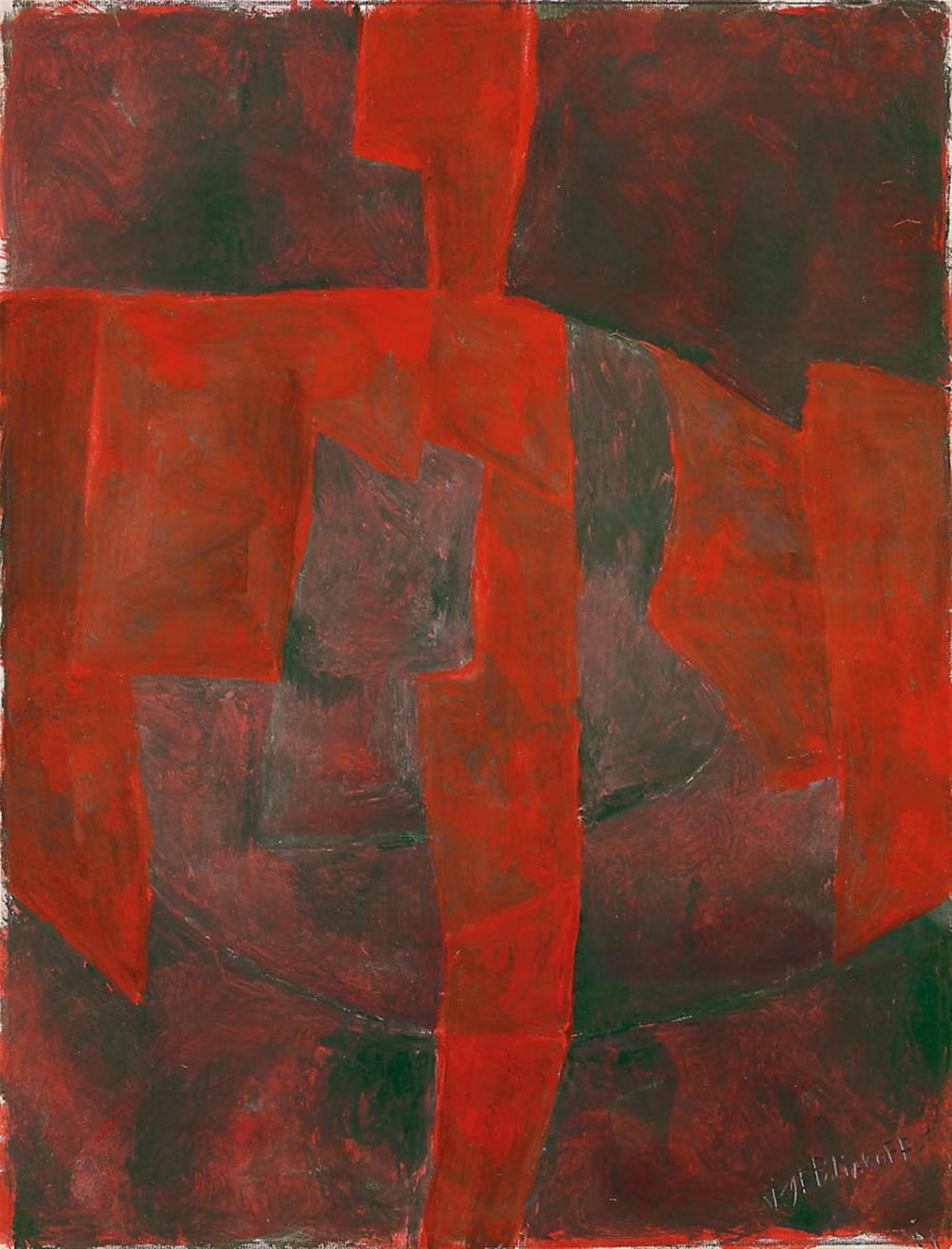 Serge Poliakoff - Composition abstraite (Rouge-Vert) - image-1