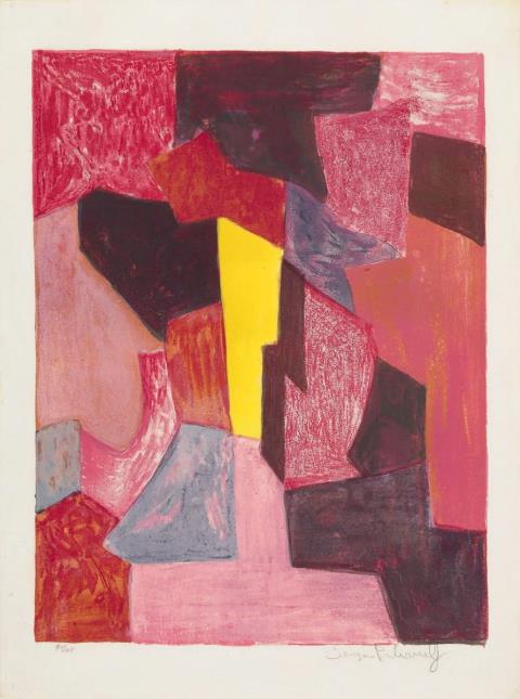 Serge Poliakoff - Composition rouge, carmin et jaune
