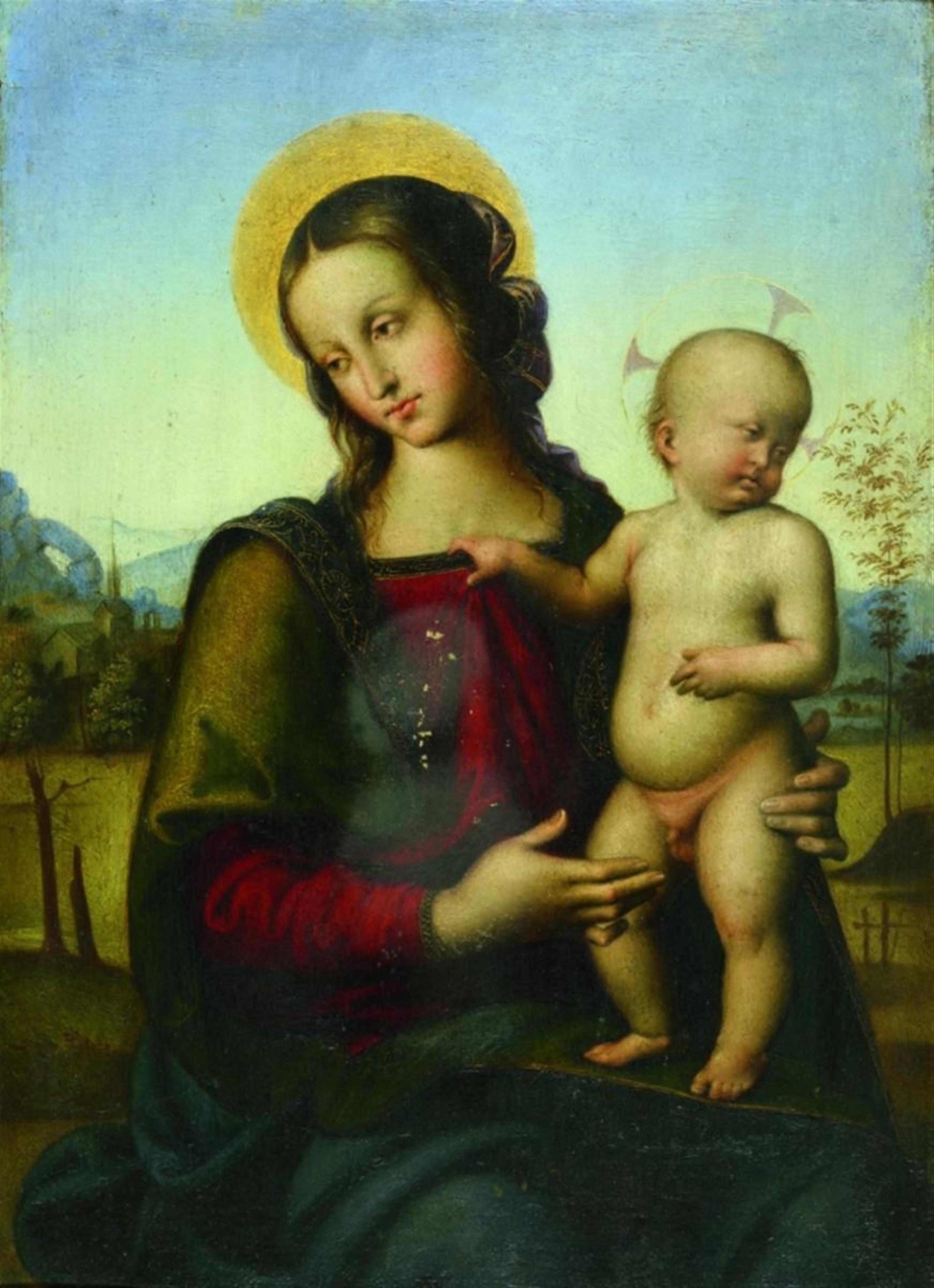 Pietro Vannucci, gen. Pietro Perugino, in der Art - MADONNA MIT KIND.