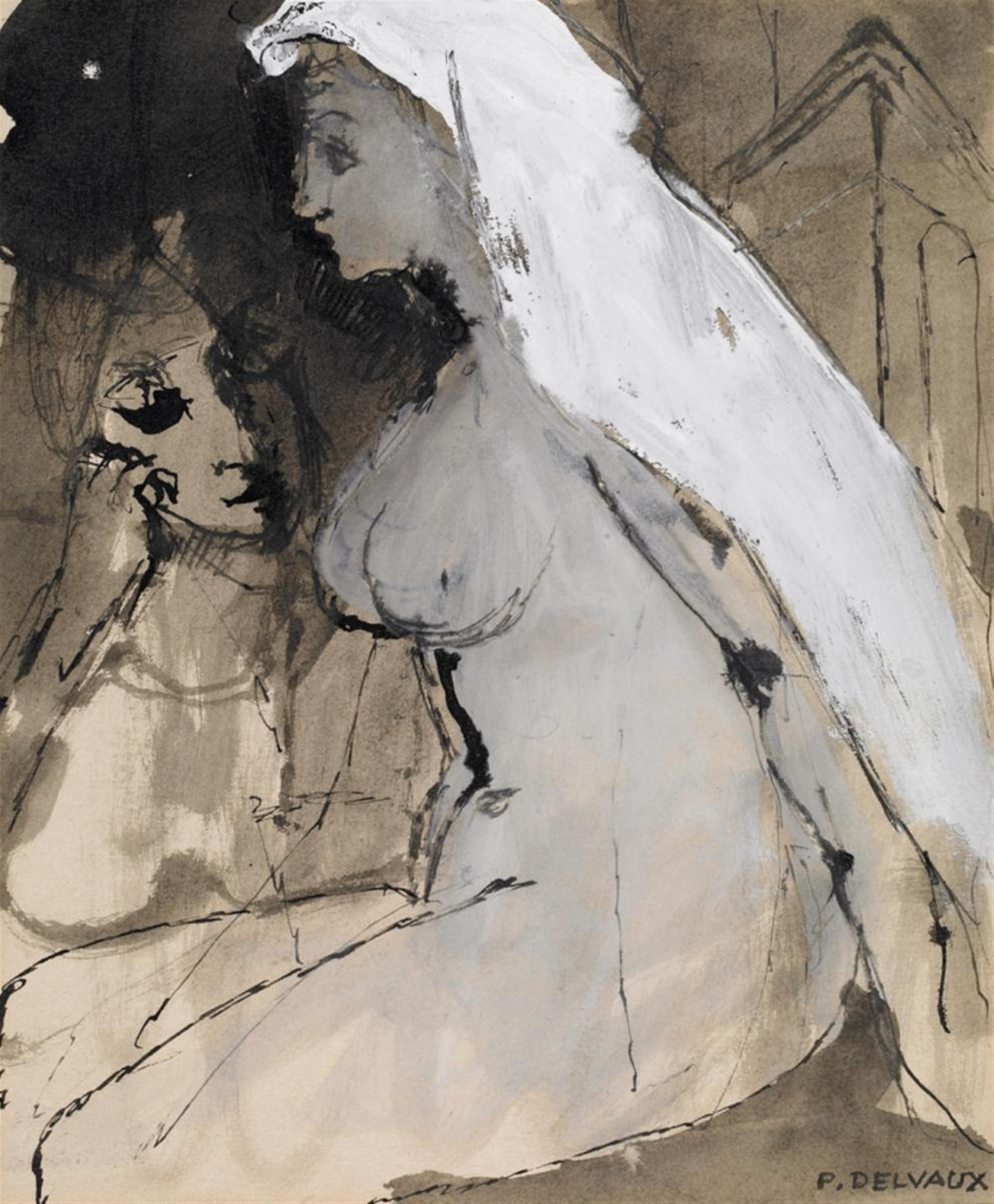 Paul Delvaux - Deux Femmes