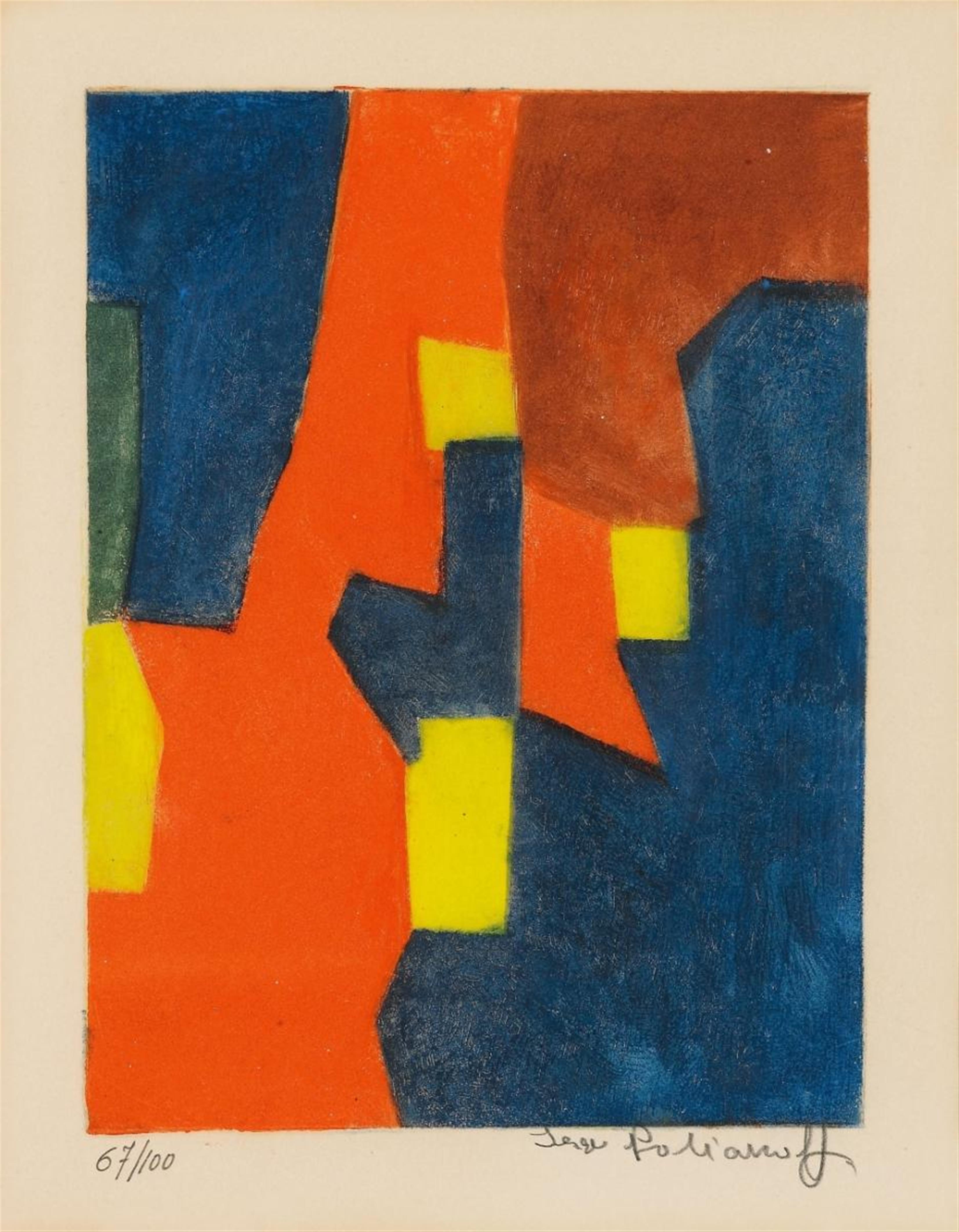 Serge Poliakoff - Composition rouge, jaune et bleue - image-1