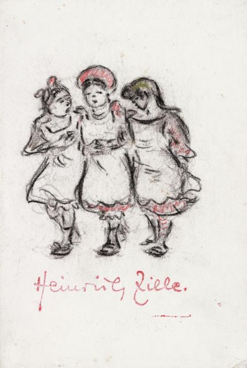 Heinrich Zille - Drei Mädchen, untergehakt (Three girls in a row)