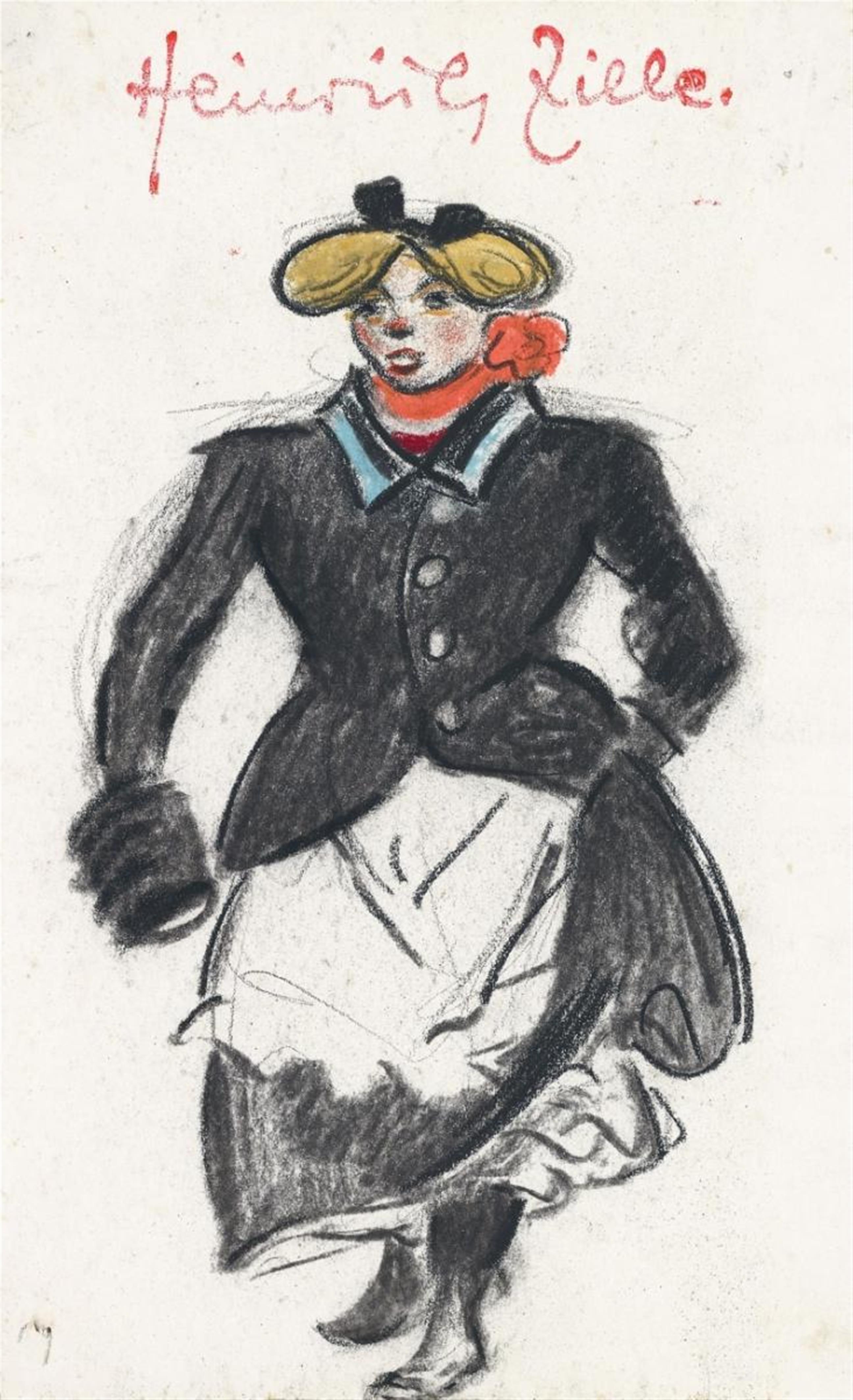Heinrich Zille - Ein kesses Berliner Mädchen mit Muff (A Cheeky Young Berlin Woman with a Muff) - image-1