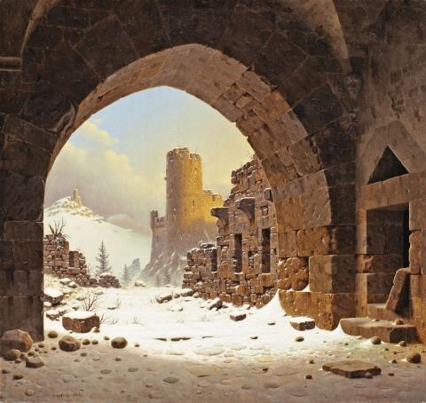 Carl Georg Adolph Hasenpflug - RUINS OF A CLOISTER IN THE SNOW