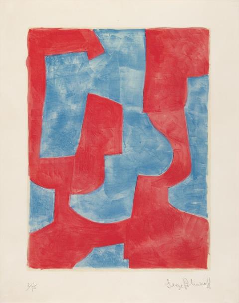 Serge Poliakoff - Composition bleue et rouge
