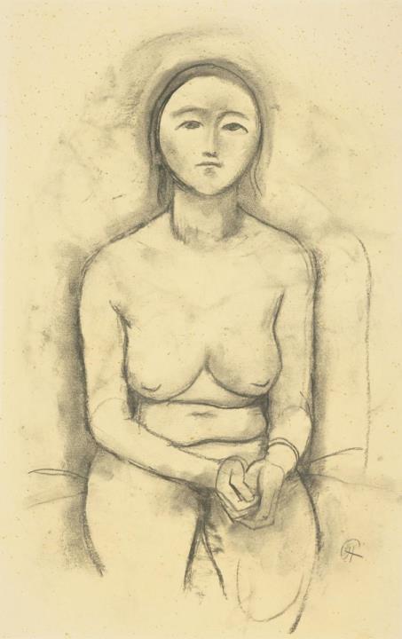 Karl Hofer - Sitting Female Nude