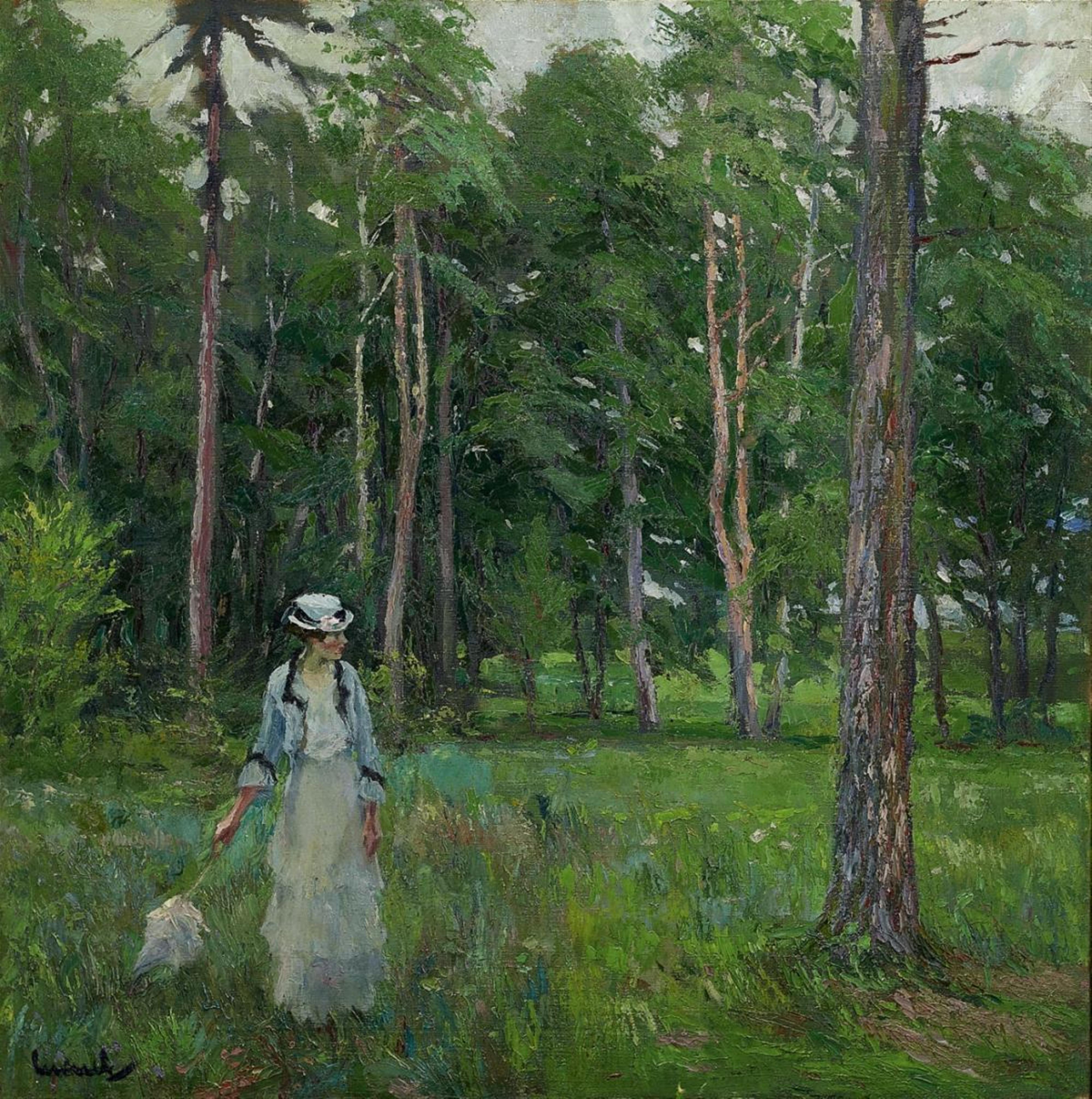 Edward Cucuel - Junge Frau auf einer Waldlichtung - image-1
