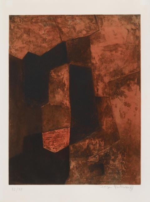 Serge Poliakoff - Composition brune et rouge