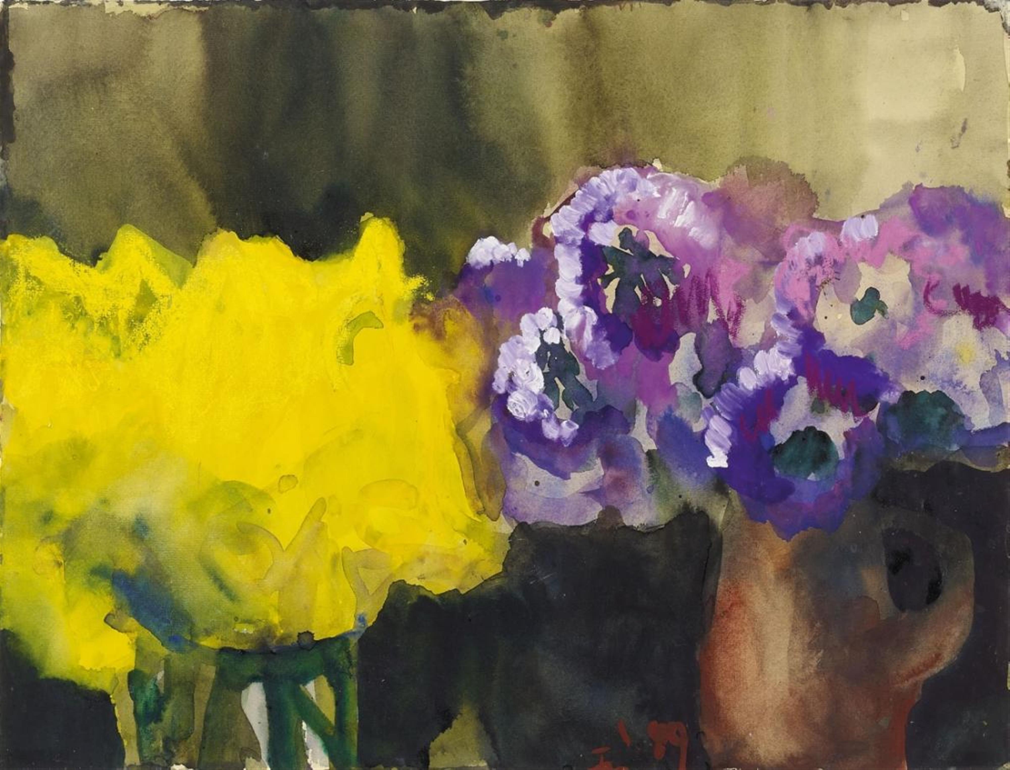 Klaus Fußmann - Untitled (Yellow and violet blossoms) - image-1