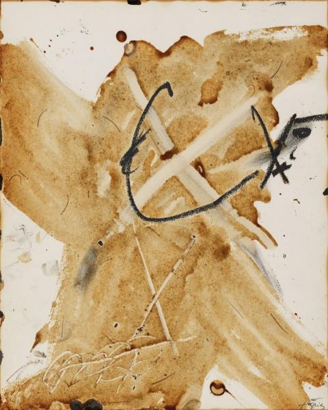 Antoni Tàpies - X on Varnish