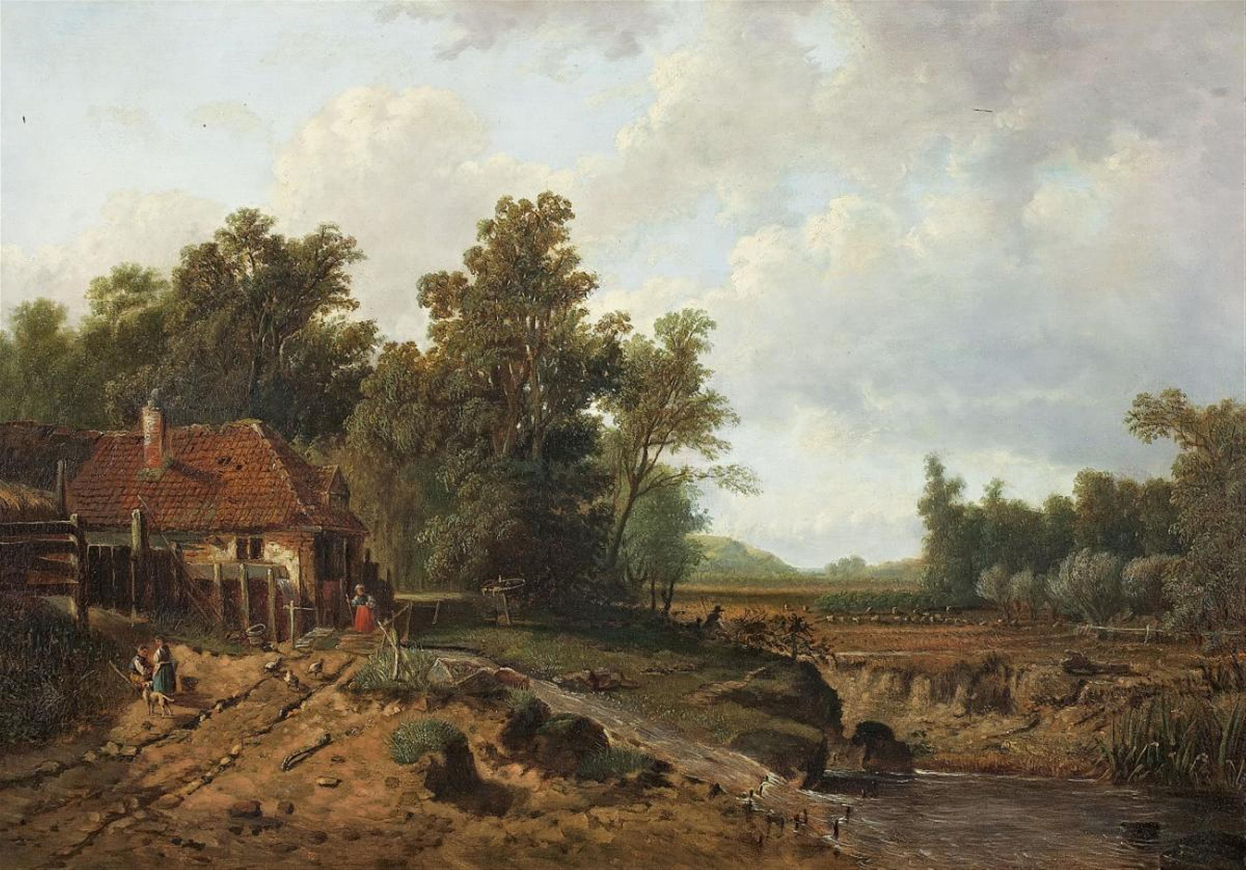 Johan Diderik Cornelis Veltens - LANDSCAPE WITH FARMSTEAD - image-1
