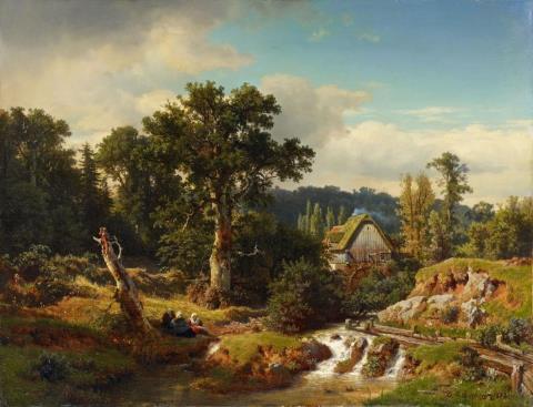Andreas Achenbach - LANDSCAPE WITH WATER-MILL
