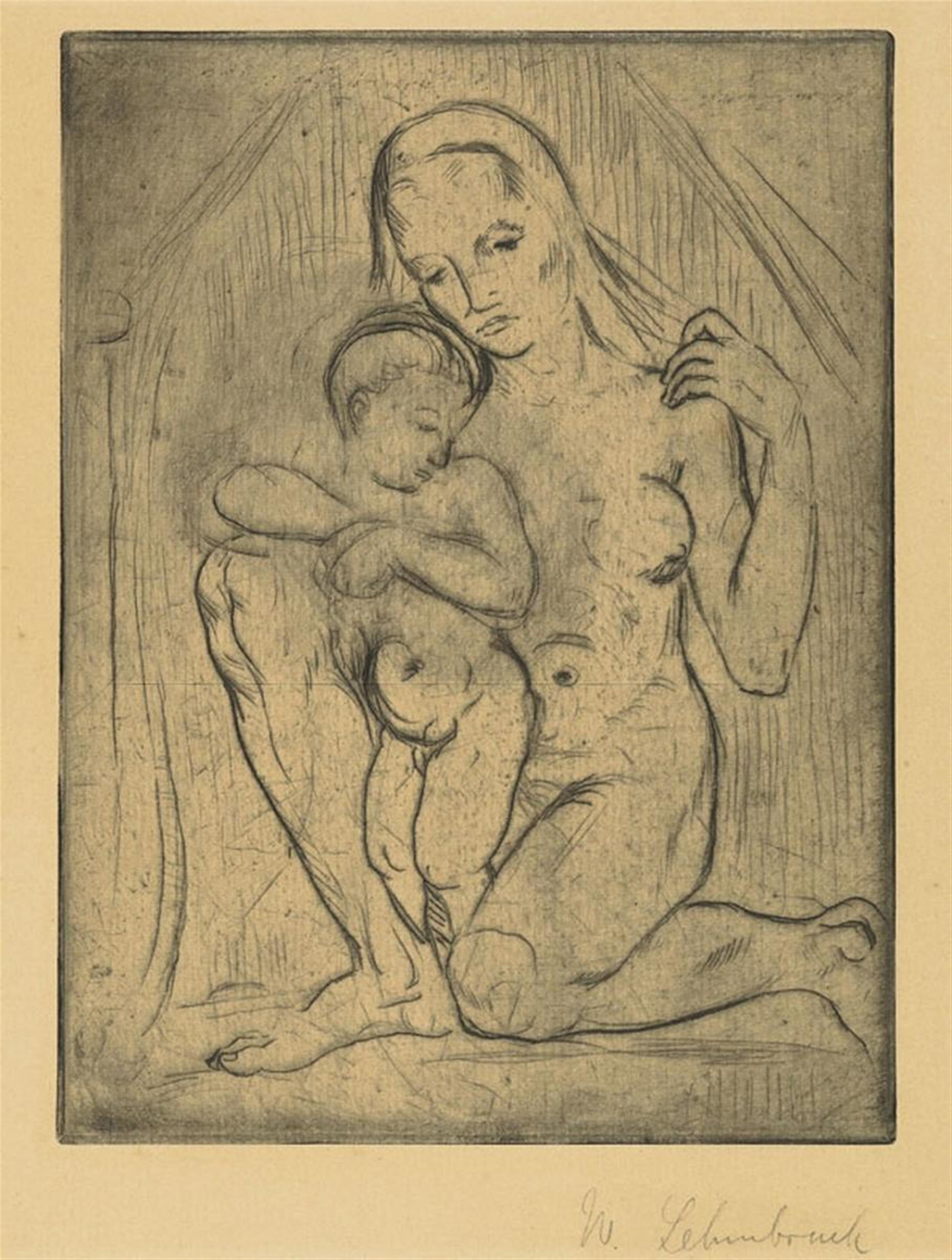 Wilhelm Lehmbruck - Mutter mit Kind (kniend ganz) - image-1