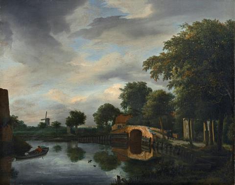 Jacob van Ruisdael, follower of - LANDSCAPE WITH A BRIDGE