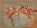 Unknown Artist probably 18th century - TWO OIL SKETCHES: TWO PUTTI WITH A RED RIBBON and ALLEGORY OF AMERICA - image-1