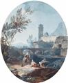 Claude-Joseph Vernet - TWO SOUTHERN MOUNTAIN LANDSCAPES WITH FIGURAL STAFFAGE - image-2