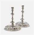 A pair of silver candlesticks. Marks of Johann George Pfister, Neisse 1731. - image-1