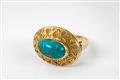 A 14 ct gold, granulation and turquoise matrix ring - image-2