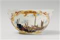 A Meissen slop bowl with delicately painted Kauffahrtei scenes and indianische Blumen. - image-1