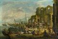 Flemish School of the 17th century - Two Harbour Scenes with Figures - image-2