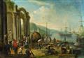 Flemish School of the 17th century - Two Harbour Scenes with Figures - image-1