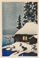 Kawase Hasui - Group of 18 postcard prints. Different sizes (17.7 x 11.5 cm; 15.7 x 10.5 cm; 9.9 x 15 cm) and one double postcard format. Landscapes and cityscapes through the seasons. Seals: ... - image-12