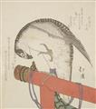 Various Artists of the 19th century - Five surimono, kakuban, A copies. Included are a.o. Totoya Hokkei (falcon), Yashima Gakutei (Ono no Tofu) and Yanagawa Shigenobu (Urashima Taro). (5) - image-2