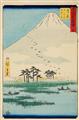 Utagawa Hiroshige - Two oban. Series: Gojusan tsugi meisho zue. Signed: Hiroshige hitsu. Publisher: Tsutaya Kichizo. Censor: aratame. Date: 7/1855. a) No. 15. Yoshiwara, Fuji no numa ukishima ga ha... - image-2
