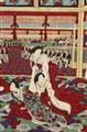 Toyohara Chikanobu - Three oban triptychs. a) Audience at the Imperial Palace.The Emperor and Empress at the race track. The Emperor and Empress watching school boys during their morning gymnastics.... - image-3