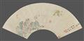 Wang Wenzhi and Xie Zhiliu (1910-1997) - Two fan paintings. (a) Butterflies and lotus. Inscription, signed Menglou Wang Wenzhi and sealed Wang shi yu qing and one more seal. Fan painting. Ink and light colours on paper... - image-1