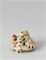 An impressive and superb Kyoto school ivory netsuke of a majestic coiled dragon. Late 18th/early 19th century - image-1