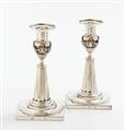 A pair of Augsburg silver candlesticks, monogrammed "IWB". Marks of Jeremias Balthasar Heckenauer, 1789 - 91. - image-2