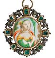 A pendant with a double-sided enamel on copper miniature. - image-1