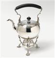 A George II silver kettle and lamp. Marks of John Edwards II, London 1734. Two small alterations to the ornament, probably in the field of a former engraving. - image-1