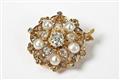 A 14k gold, diamond and pearl brooch. - image-2