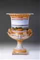 A monumental Berlin KPM ormolu-mounted porcelain krater form vase with a view of Potsdam. - image-1