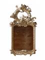 A carved, silver-gilt softwood Frederician Rococo mirror. - image-2