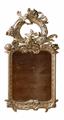A carved, silver-gilt softwood Frederician Rococo mirror. - image-1