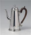 A George II London silver coffee pot. Monogrammed and inscribed with the weight "25-3" to the underside. Marks of Edward Feline, 1734/35. - image-1