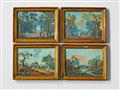 Four small, French landscapes in the manner of Jean Baptiste Pillement. - image-1