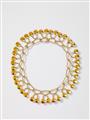 An 18k gold linked collier of stylised gingko leaf design. - image-2