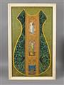 A late Gothic damask and silk chasuble with an applied embroidered cross band. - image-2