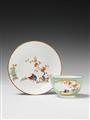 A Meissen porcelain teabowl and saucer with a palace inventory number. - image-1
