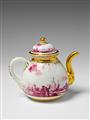 A Meissen porcelain teapot with purple decor. - image-2