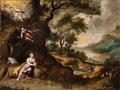 Flemish School 17th century - Tobias and the Angel in a Wooded Landscape The Penitent Mary Magdalene in a River Landscape - image-2