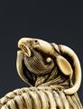 A Kyoto school ivory netsuke of a long-haired goat. Late 18th century - image-2